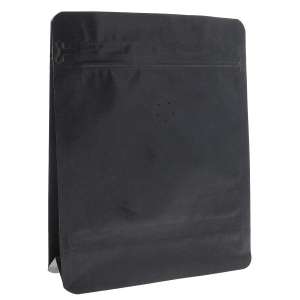 Torebka Flat Bottom 250g - Czarna papierowa + wentyl - 100 szt.