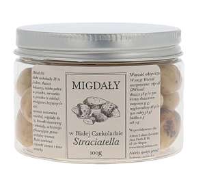 Migdały w Białej Czekoladzie Straciatella w pudełku 100g