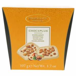 Białe czekoladki z kawałkami orzechów laskowych 107g Choc & Plus