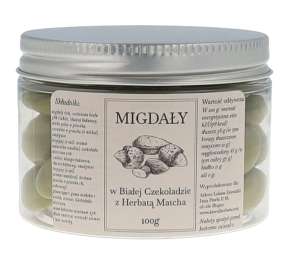 Migdały w Białej Czekoladzie z Herbatą Matcha w pudełku 100g